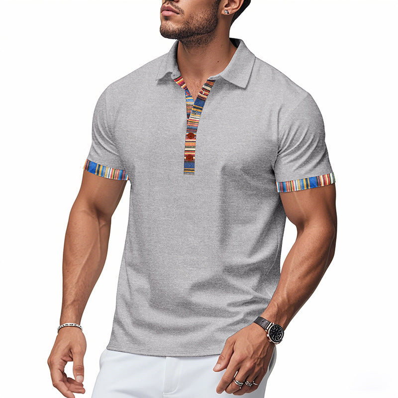 Herren Polo-Shirt mit buntem Kragen und strukturierter Optik EB