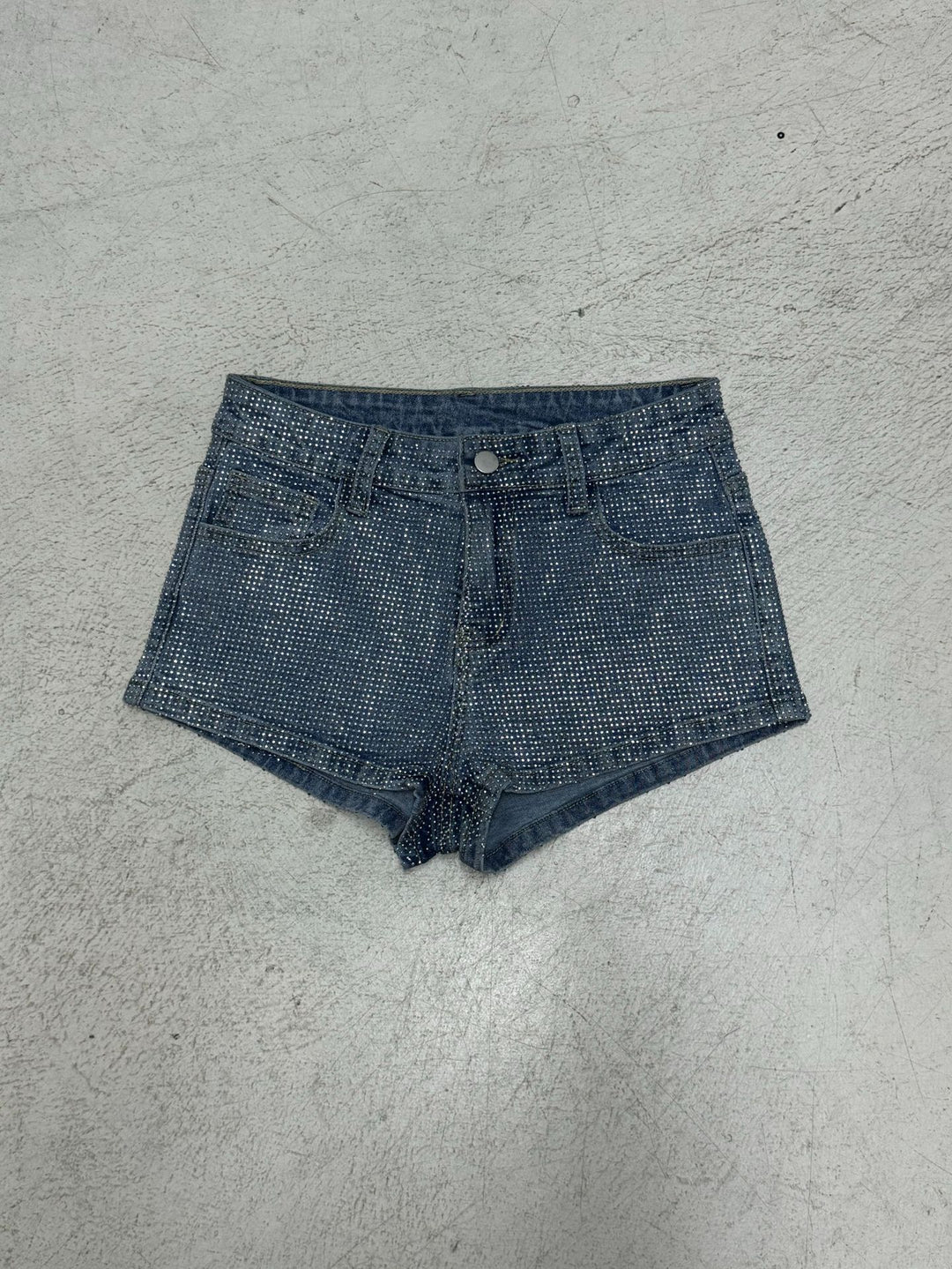 Damen Glitzernde Denim-Shorts mit funkelnden Akzenten EB