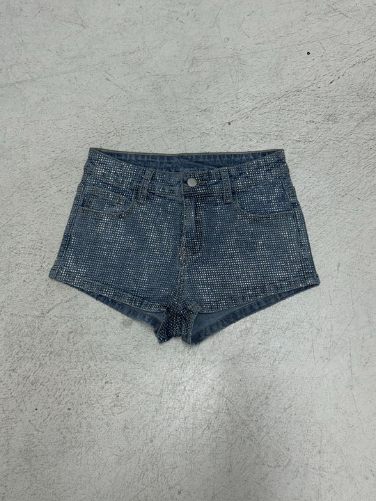 Damen Glitzernde Denim-Shorts mit funkelnden Akzenten EB