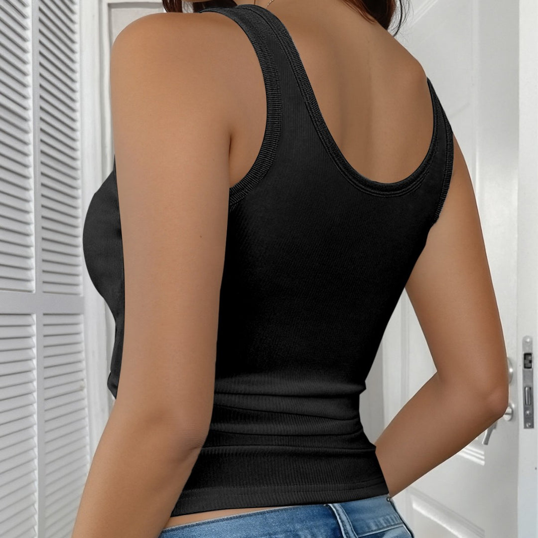 Damen Bequemes V-Ausschnitt Tanktop mit Rippstruktur EB