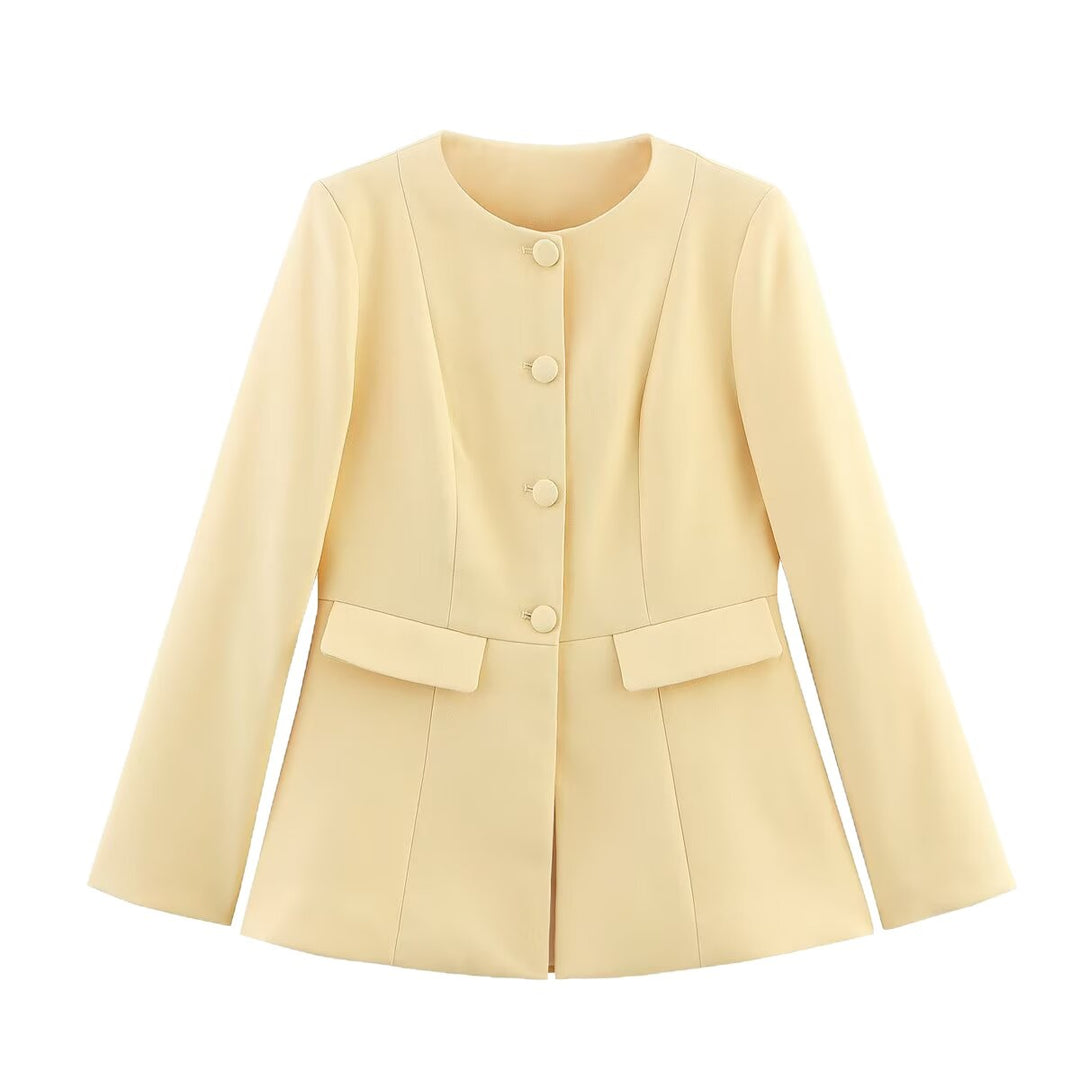 Damen elegante Blazerjacke mit dekorativen Knöpfen und Schnittführung EB