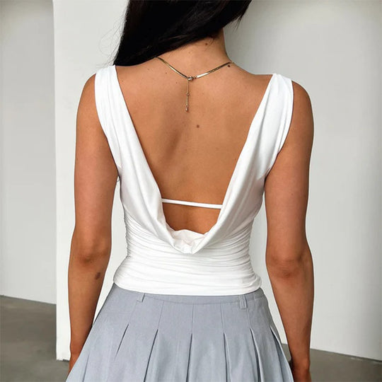Damen figurbetontes Top mit asymmetrischem Ausschnitt und angenehmem Stretch EB