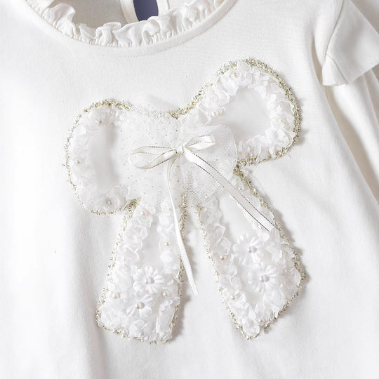 Damen Langarmshirt mit verspieltem Rüschendesign und dekorativem Blumenmotiv EB