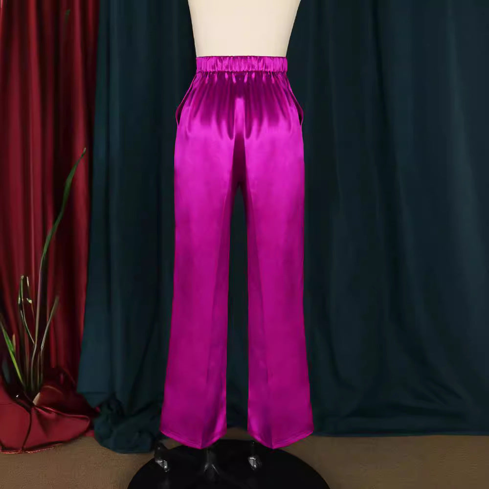 Damen elegante weite Satin-Hose EB