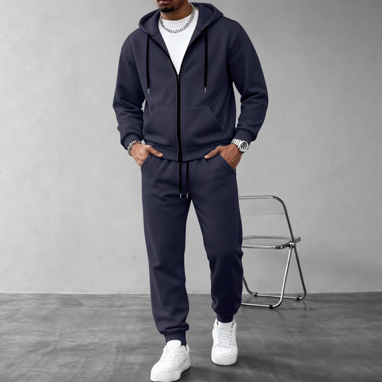 Herren nan zweiteiliges Jogginganzug-Set mit durchgehendem Reißverschluss Kapuzenjacke und taillierter Jogginghose EB