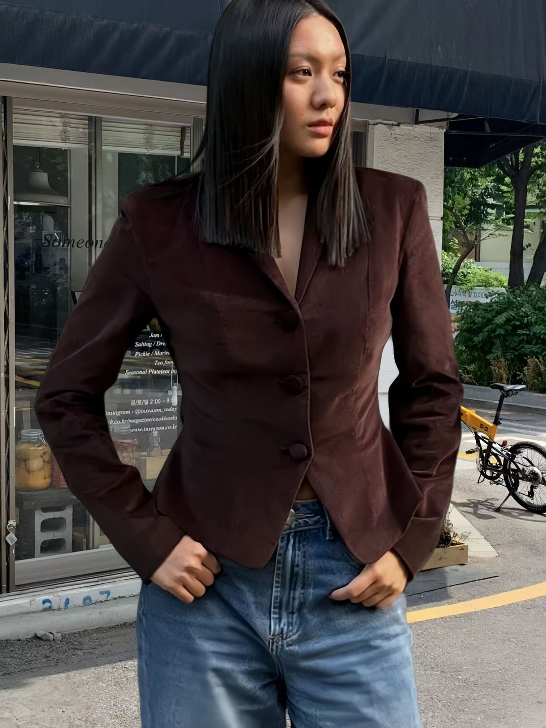Damen elegante Blazerjacke mit tailliertem Schnitt EB