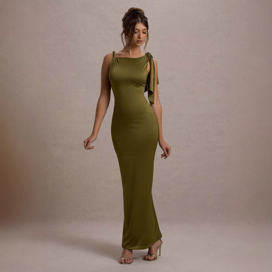 Damen Langärmliges Wickelkleid mit asymmetrischem Schnitt und eleganter Taillierung EB