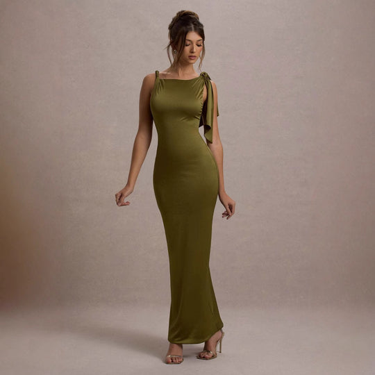 Damen Langärmliges Wickelkleid mit asymmetrischem Schnitt und eleganter Taillierung EB