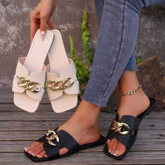 Damen Mules mit elegantem Kettendetail EB