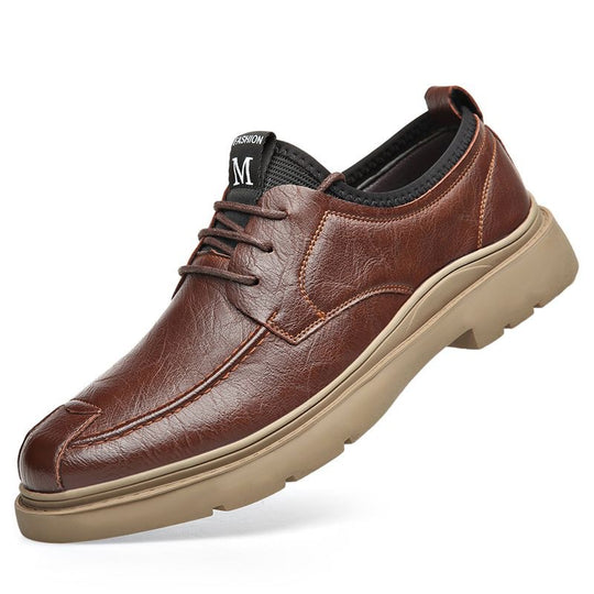 Herren Bequeme Leder Schnürschuhe mit rutschfester Sohle EB