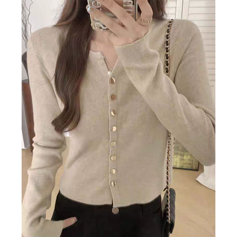 Damen Strickjacke mit perlmuttknöpfen EB