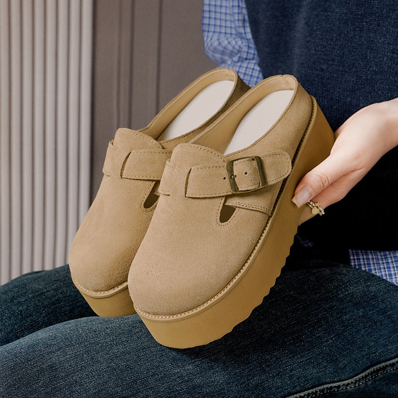 Damen Clogs im modischen Design mit verstellbarem Riemen und komfortablem Plateau EB