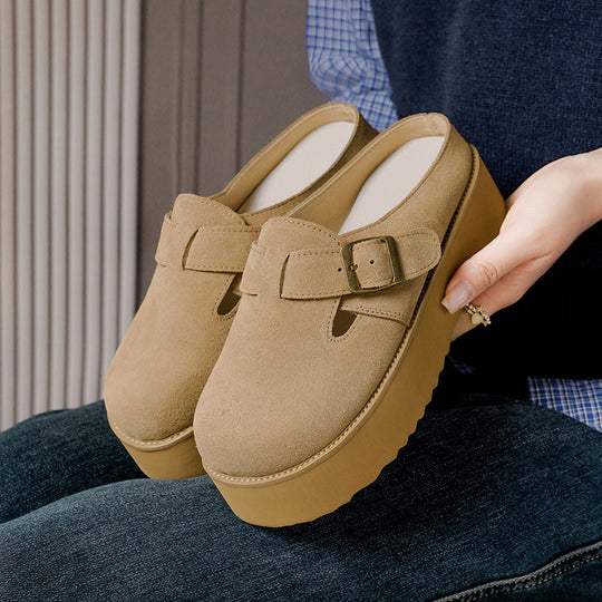 Damen Clogs im modischen Design mit verstellbarem Riemen und komfortablem Plateau EB