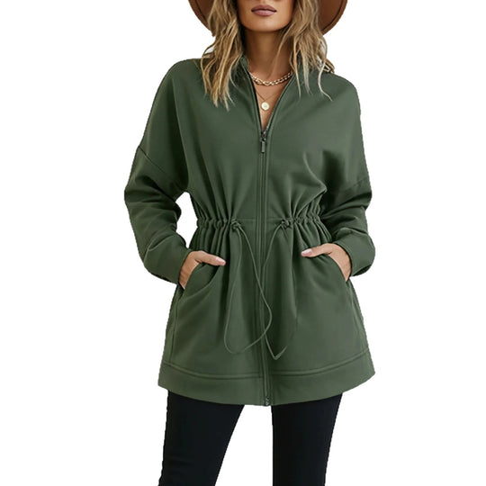 Damen Kapuzenjacke mit Taillen-Zugband, Reißverschluss und Eingrifftaschen EB