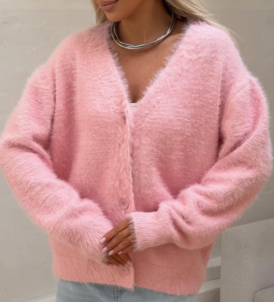 Damen Kuscheliger Strickjacke mit modernen Knopfdetails und lässigem Schnitt EB