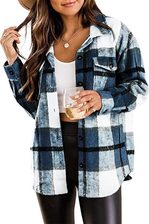 Damen Langärmlige Karobluse mit Brusttaschen und femininer Passform EB