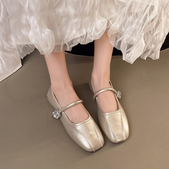 Damen elegante Ballerinas mit funkelndem Riemchen und modischem Design EB