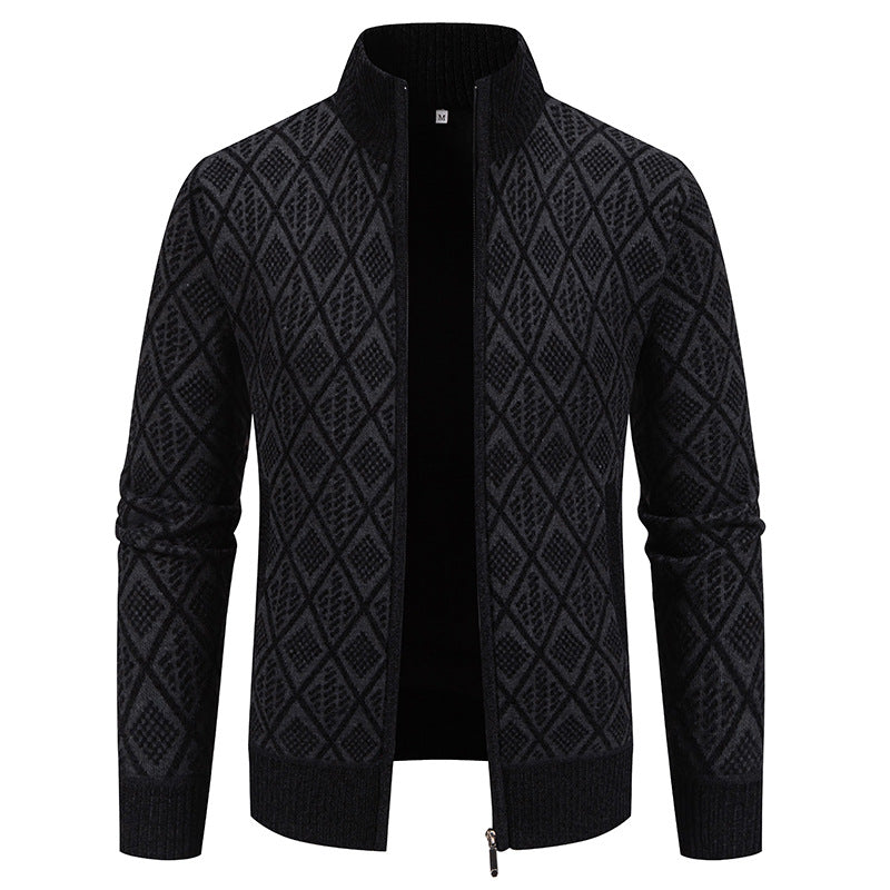 Herren Strickjacke mit strukturiertem Design und hohem Kragen EB