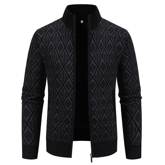 Herren Strickjacke mit strukturiertem Design und hohem Kragen EB