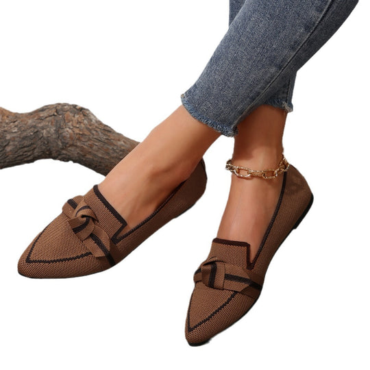 Damen elegante Slip-On Ballerinas mit modischem Knotendetail und atmungsaktivem Obermaterial EB