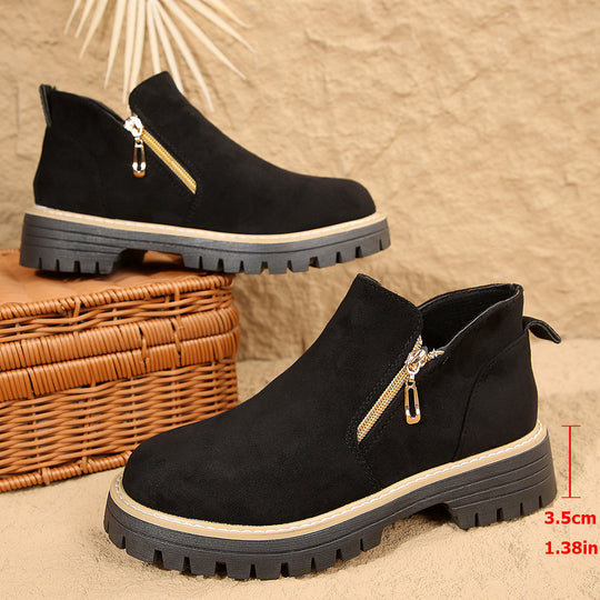 Damen modische Ankle-Stiefeletten mit seitlichem Reißverschluss und rutschfester Sohle EB