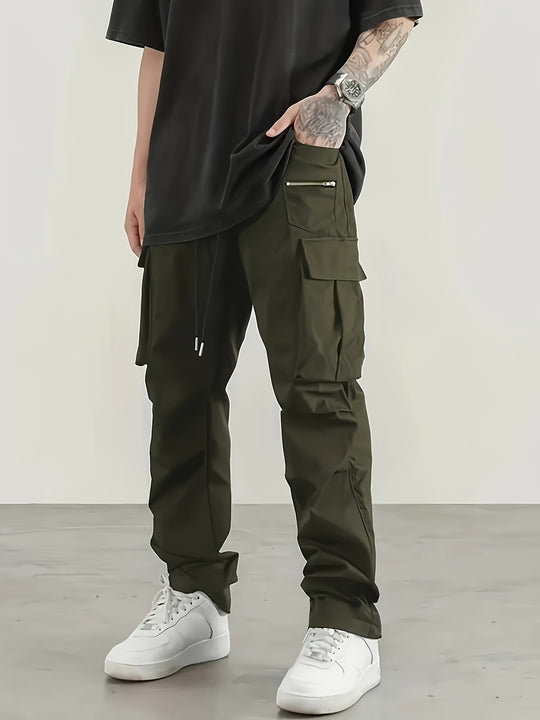 Herren moderne Cargo-Hose mit multifunktionalen Taschen und elastischem Bund Hedi-Mode