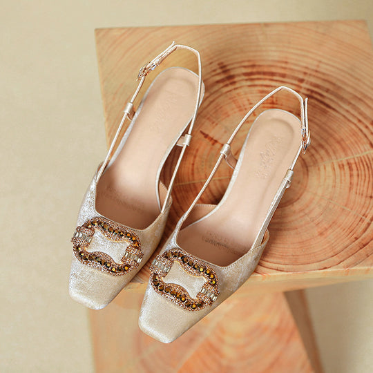 Damen Slingback Pumps mit luxuriösem Schmuckdetail EB