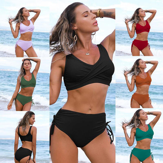 Damen Tankini-Set mit floralem Unterteil und lässigem Wickeloberteil EB