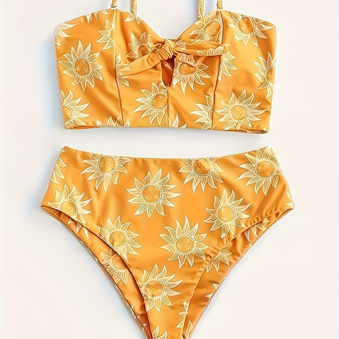 Damen Bikiniset mit strukturiertem Oberteil und hoch geschnittenem Hosenrock EB