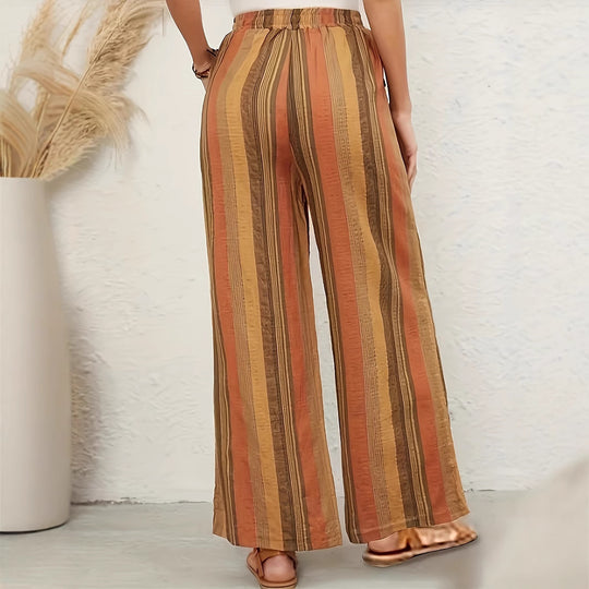 Damen Weit geschnittene Sommerhose mit Kordelzug und seitlichen Taschen EB
