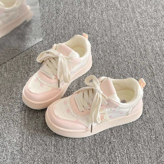 Damen Sportliche Sneaker mit niedlichem Tiermotiv und elastischen Schnürsenkeln EB