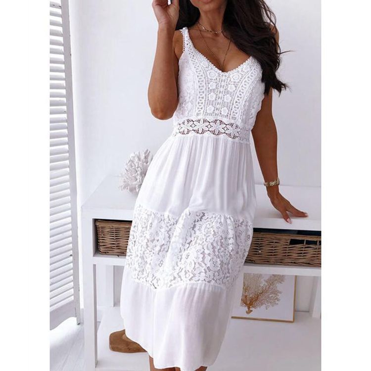 Damen Sommerkleid mit eleganten Spitzenakzenten und luftiger Passform Heidi-Mode