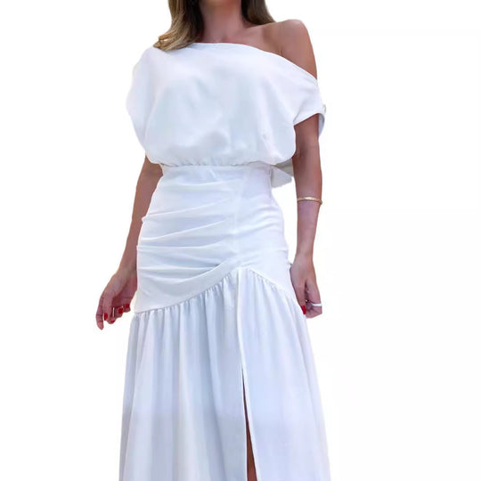 Damen Elegantes Abendkleid mit schulterfreiem Design und hohem Schlitz EB