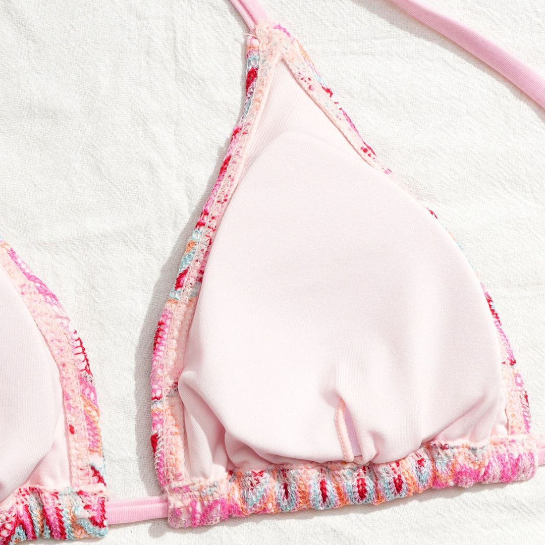Damen Triangel-Bikini mit Raffinierten Knüpfdetails und Passendem Rock EB