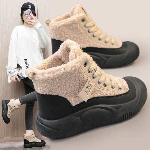 Damen warme High-Top Stiefel mit kuscheligem Innenfutter und rutschfester Sohle EB