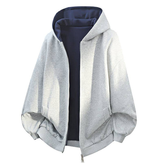 Damen Oversized Kapuzenjacke mit doppeltem Fleecefutter und seitlichen Taschen EB