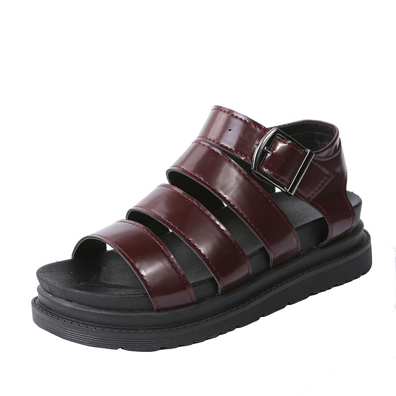 Damen  komfortable Gladiator‑Sandale mit extra gedämpftem Komfortfußbett, vier breiten Riemen und verstellbarer Metallschnalle EB