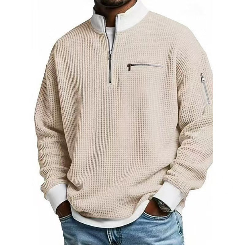 Herren Sweatshirt mit hohem Kragen und praktischem Reißverschluss EB
