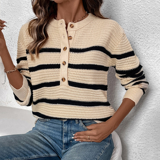 Damen Strickpullover mit Knopfleiste EB