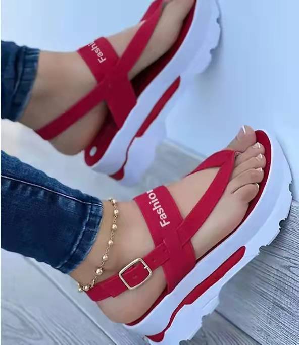Damen Modische Wedge-Sandalen mit verstellbarem Riemen und rutschfester Sohle EB