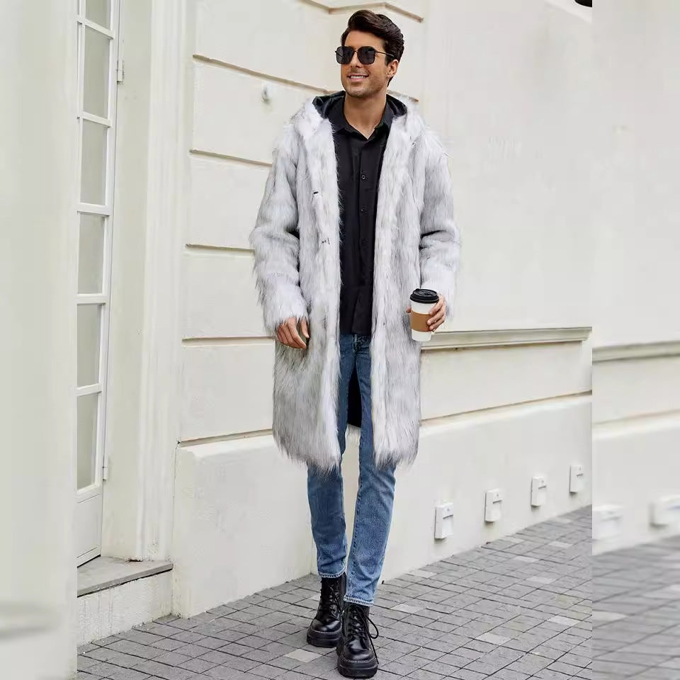 Herren Elegant gefütterter Mantel mit Kapuze EB