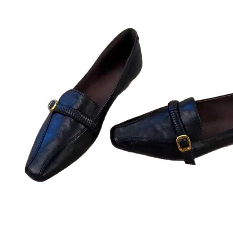 Damen Elegante Mokassins mit modischem Riemenverschluss und spitz zulaufendem Design EB