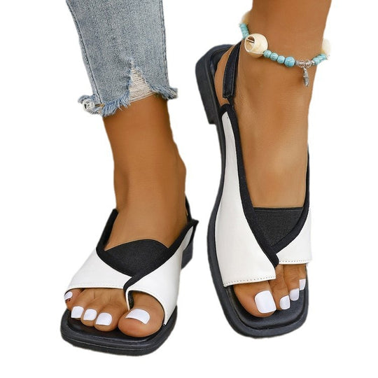 Damen Wedge-Pantoletten mit buntem Riemendesign und rutschfester Sohle EB
