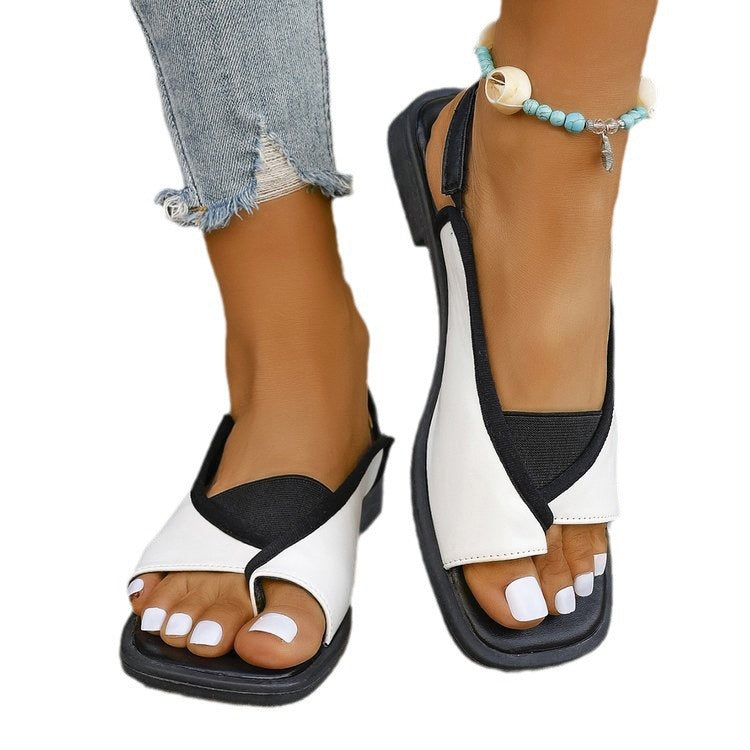 Damen nan Zehenring-Sandalette mit Schlangenprägung, elastischem Mittelfußriemen und gepolstertem Komfortfußbett EB