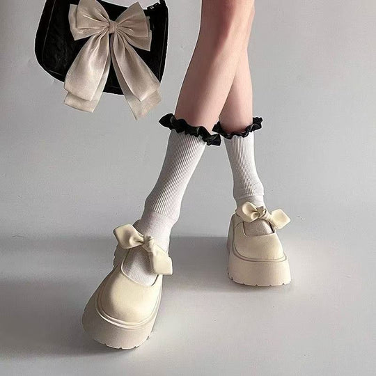 Damen Plateau Clogs mit verspieltem Schleifen-Design EB