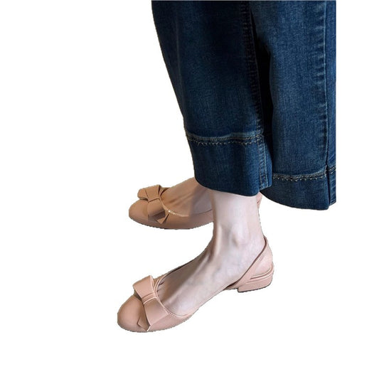 Damen Slingback Ballerinas mit glänzender Schleifenverzierung EB