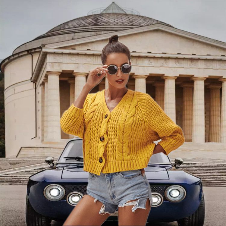 Damen Grobstrickjacke mit modernen Knopfdetails und lässiger Passform EB