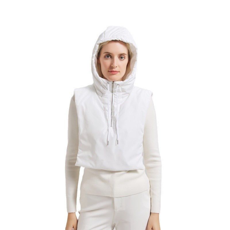 Damen Kapuzenweste mit hohem Kragen und verstellbarem Saum EB