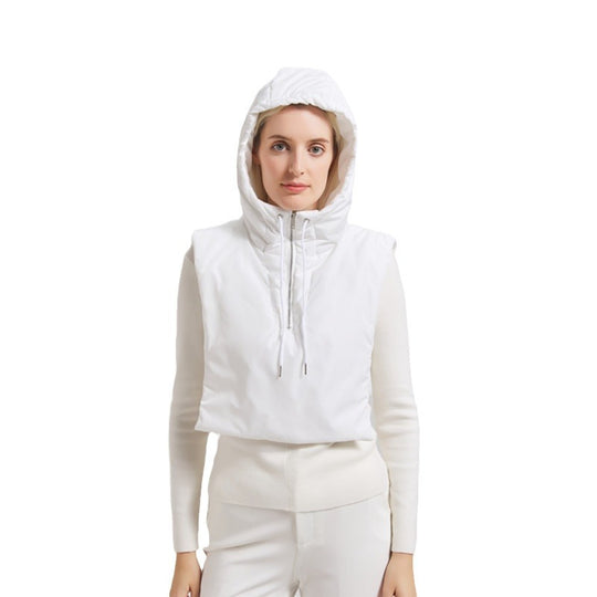 Damen Kapuzenweste mit hohem Kragen und verstellbarem Saum EB