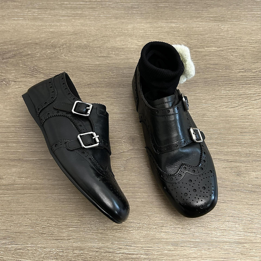 Damen elegante Schnürschuhe mit dekorativem Schnallenverschluss EB